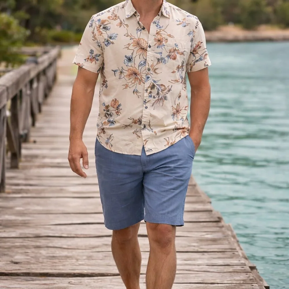Faherty Tradewinds Linen Blend Shorts Blue